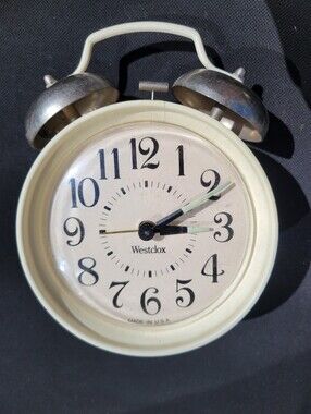 Westclox Alarm Clock ~ Mechanical Analog Dual Bell ~ Made in USA ~ Vintage